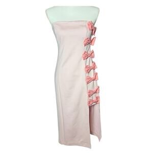 Anthropologie BHLDN Strapless Side-Bow Dress Light Pink Size Small